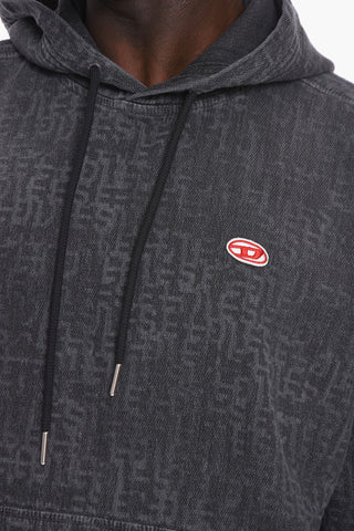 Felpa Con Cappuccio D-UM-RIB-NE Con Logo Ricamato