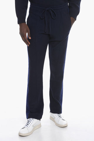 Wool Blend Sweatpants with Monogram Inserts