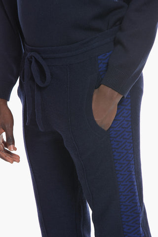 Wool Blend Sweatpants with Monogram Inserts