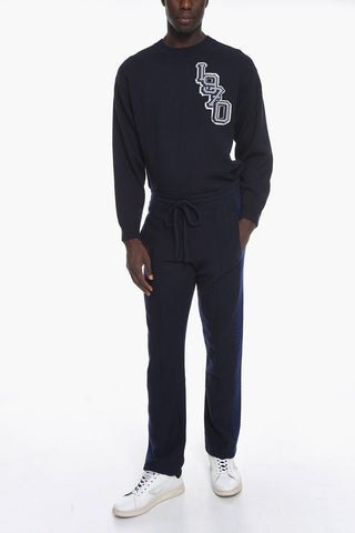 Wool Blend Sweatpants with Monogram Inserts