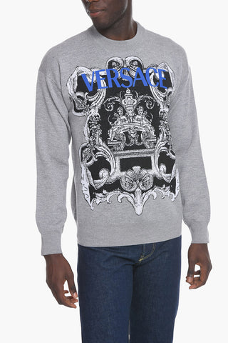 Wool-blend Crewneck Sweater with Logo Print