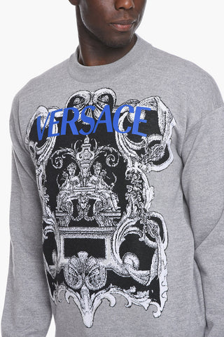Wool-blend Crewneck Sweater with Logo Print