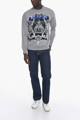 Wool-blend Crewneck Sweater with Logo Print