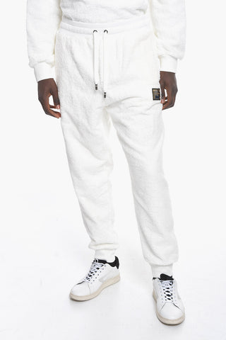 Cotton Terry Sweatpants with Logo Plate