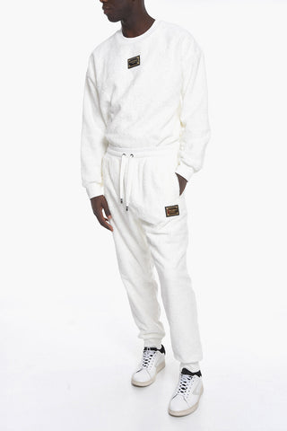 Cotton Terry Sweatpants with Logo Plate