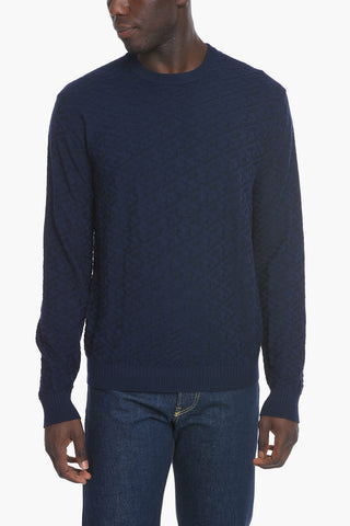 Cotton-blend Crewneck Sweater with Jacquard GREQUE Motif