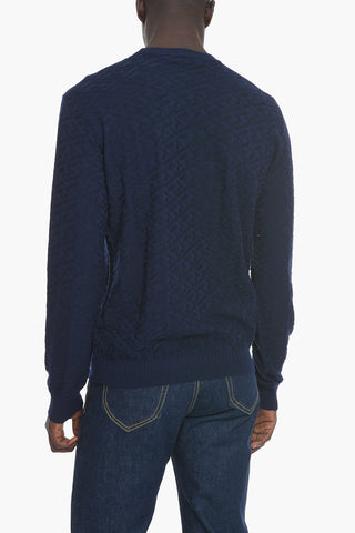 Cotton-blend Crewneck Sweater with Jacquard GREQUE Motif