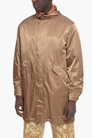 Embroidered Overcoat with Hood