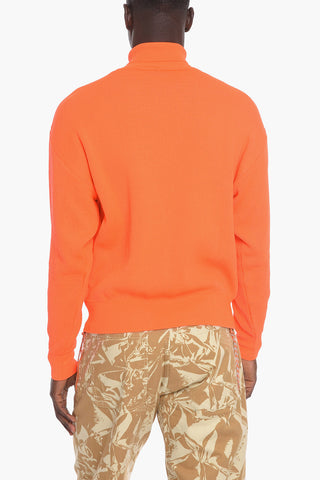 Stretchy Cotton TEMPLE Turtleneck Sweater with Jacquard Logo