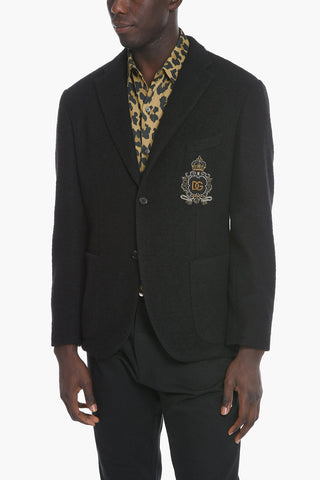 Felted Wool Blazer with Jewel Crest