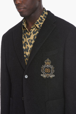 Felted Wool Blazer with Jewel Crest