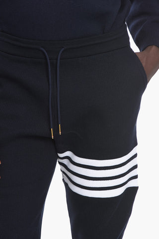 Contrasting Band WAFFLE Cotton Joggers