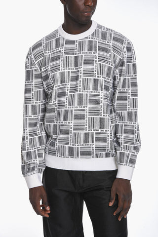 Merino-wool Crewneck Sweater with Barcode Print