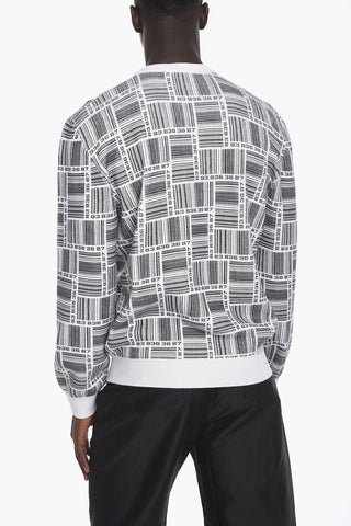 Merino-wool Crewneck Sweater with Barcode Print