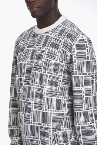 Merino-wool Crewneck Sweater with Barcode Print