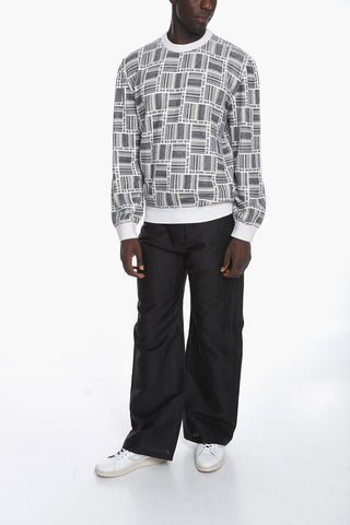 Merino-wool Crewneck Sweater with Barcode Print