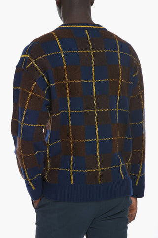 PARIS V Neck Windowpane Check Pullover