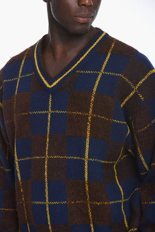 PARIS V Neck Windowpane Check Pullover