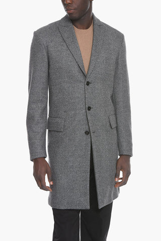 3 Button Herringbone Coat