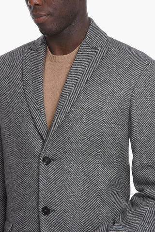 3 Button Herringbone Coat