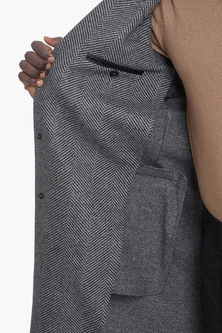 3 Button Herringbone Coat