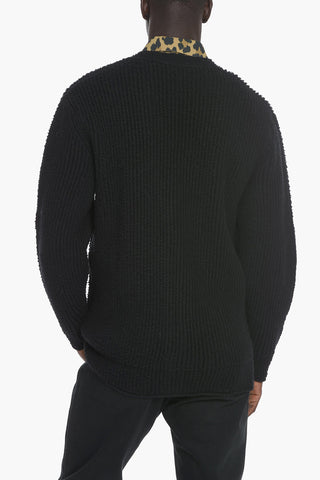 UNISEX Cardigan Lungo in Lana con Logo Ricamato