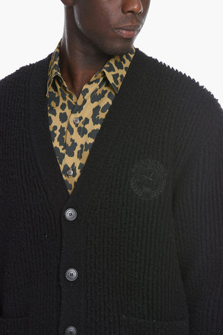 UNISEX Cardigan Lungo in Lana con Logo Ricamato