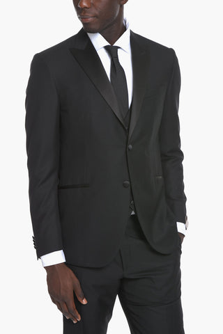 Virgin-wool CEREMONY ACADEMY 3-piece Suit with Satin Peak Lapel