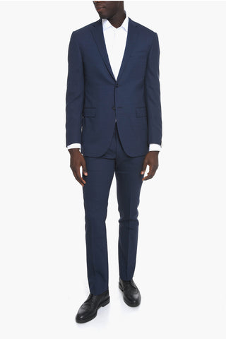 Stretchy Virgin-wool ACADEMY Suit with Notch Lapel