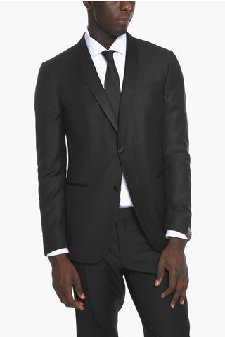 Virgin-wool CEREMONY ACADEMY Single-breasted Blazer with Satin Shawl Lapel