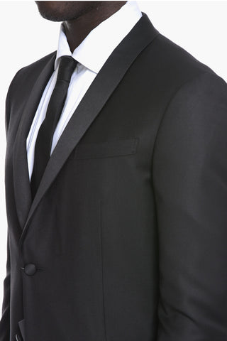 Virgin-wool CEREMONY ACADEMY Single-breasted Blazer with Satin Shawl Lapel