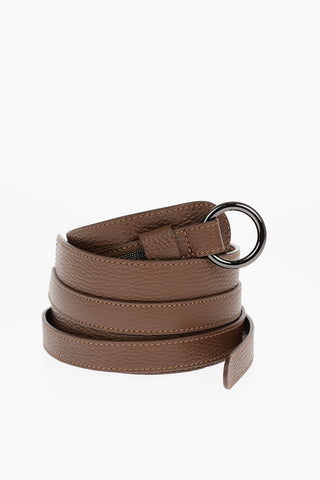 Textured Leather Asymmetrical Belt 70mm