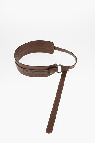 Textured Leather Asymmetrical Belt 70mm