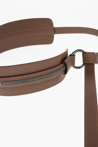 Textured Leather Asymmetrical Belt 70mm