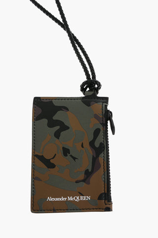 Camouflage Leather Card Holder with Removable Strap