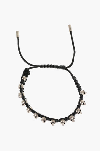Bracciale in Cotone Cerato con Teschi in Ottone