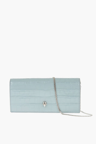 Crocodile Effect Leather Wallet with Chain