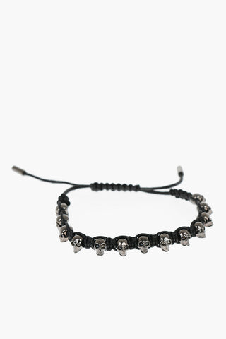 Solid Color Friendship Bracelet with Brass Skulls