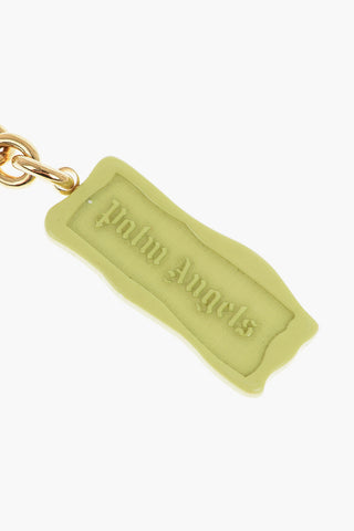 Golden Chain Earrings with Logoed Pendant