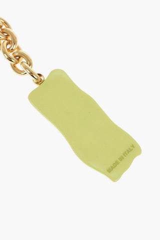 Golden Chain Earrings with Logoed Pendant