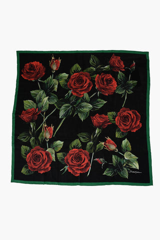 Silk Foulard with Printed Roses
