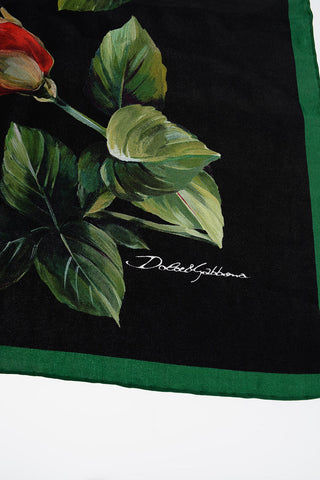 Silk Foulard with Printed Roses