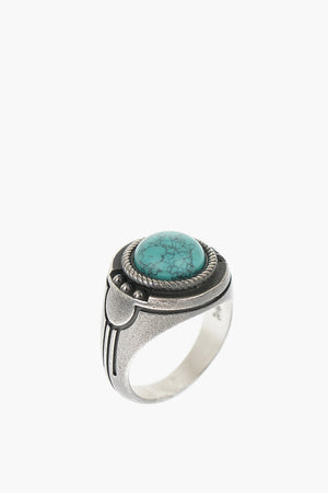 Silver NATIVE Chevalier Ring with Central Stone