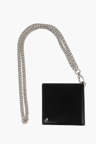 Leather Card Holder with Removable Metal Chain