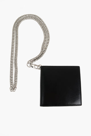 Leather Card Holder with Removable Metal Chain