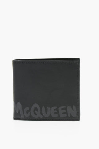 Leather Wallet with Tone On Tone Logo-Print