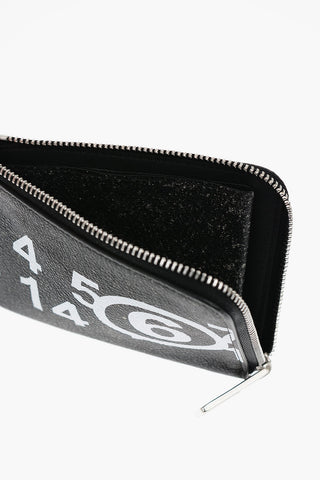 MM6 Vintage Effect Leather Card Holder with Zip Closure
