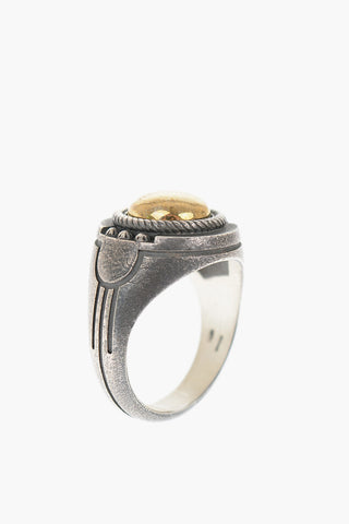 Anello in Argento con Pietra Dorata