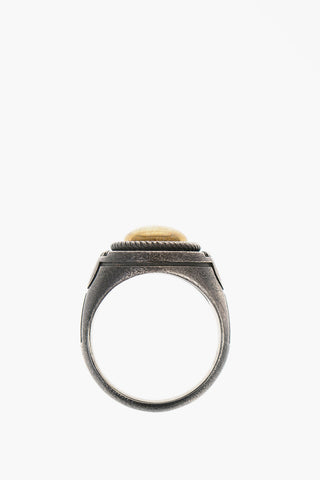 Anello in Argento con Pietra Dorata