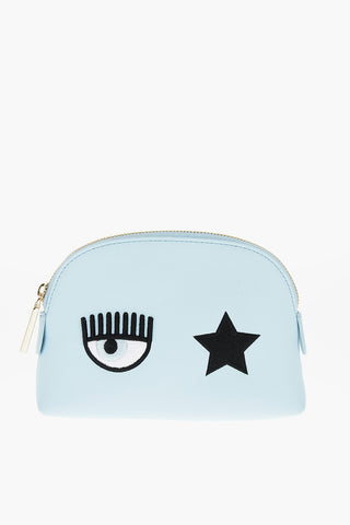 Faux Leather Pouch with Eye Star Logo Patch